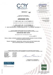 ISO 9001 2015 pour les peintures en poudre Arsonsisi ISO 9001 2015 pour les peintures en poudre Arsonsisi